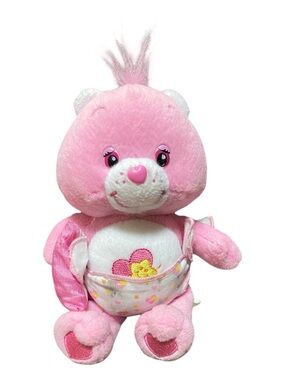 Vintage Care Bear  “Baby Hugs”Pink Plush Bear with Heart Belly Patch Size 8 in